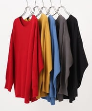 OLFAD04054 eur3(エウルキューブ) 【大きいサイズ】サイドスリットカラーニット ブラック(94)