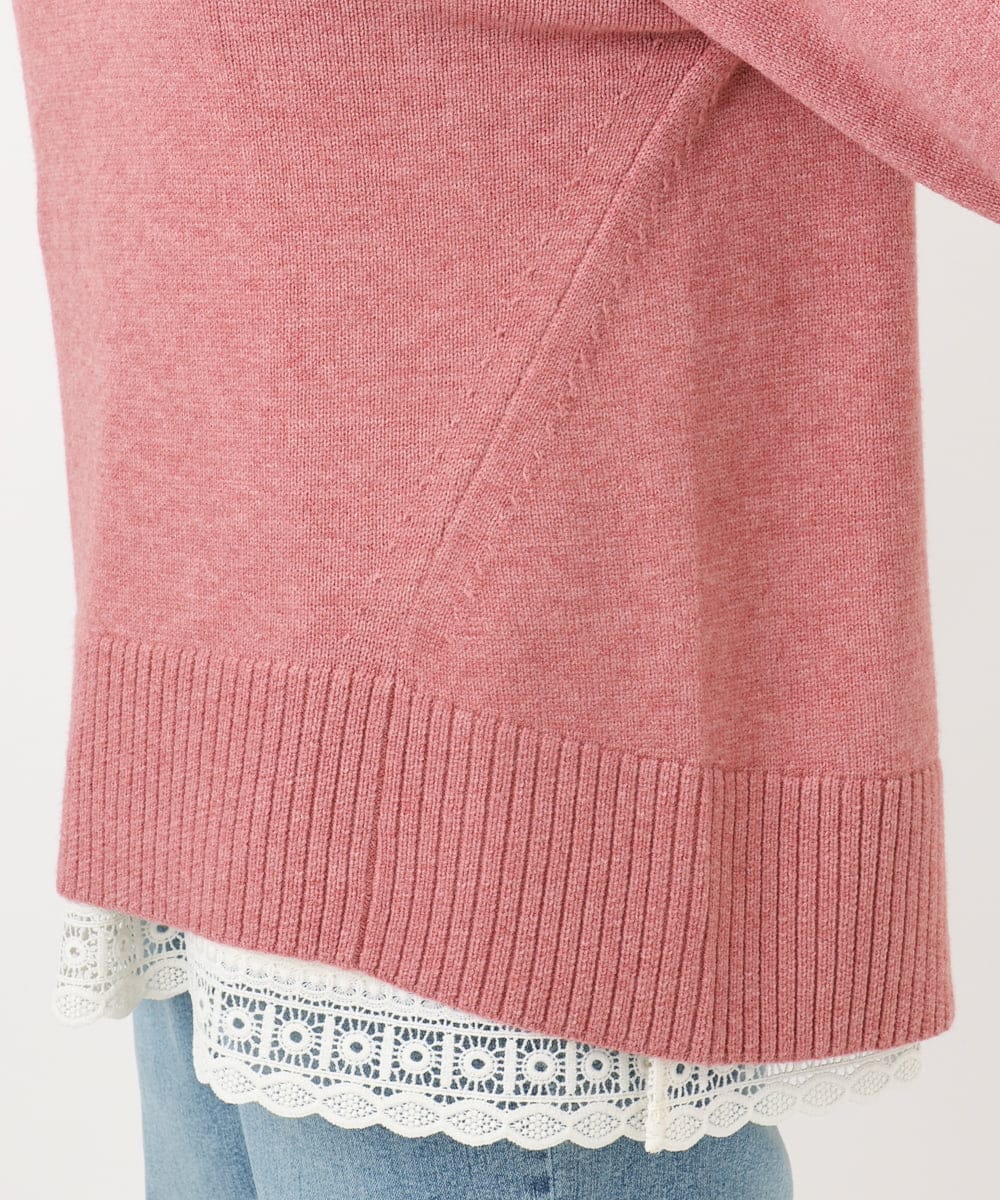 OLFAD09079 eur3(エウルキューブ) 【大きいサイズ】ラグランスリーブゆるシルエットニット ピンク(03)