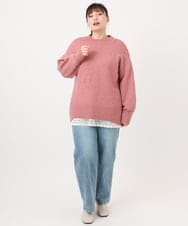 OLFAD09079 eur3(エウルキューブ) 【大きいサイズ】ラグランスリーブゆるシルエットニット ピンク(03)
