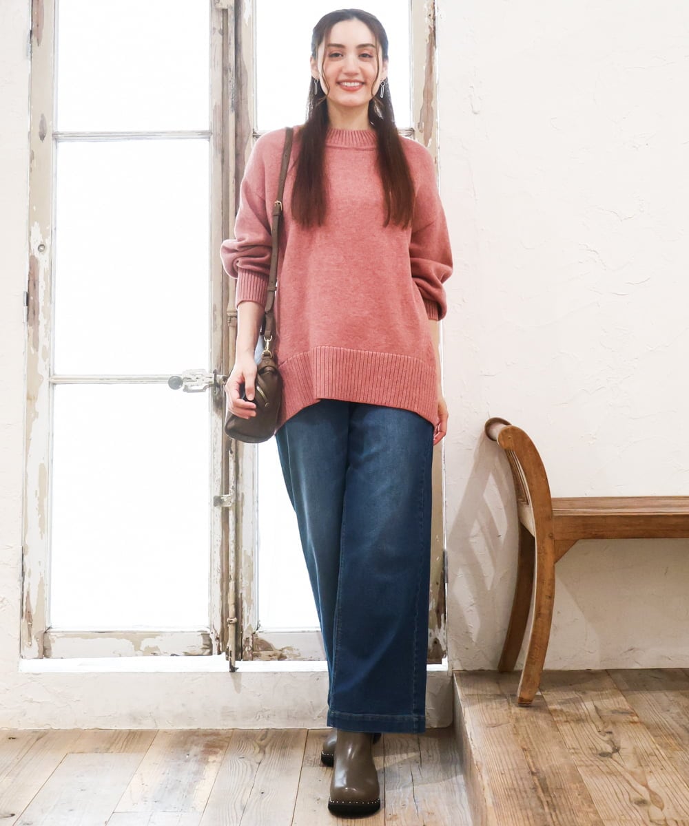 OLFAD09079 eur3(エウルキューブ) 【大きいサイズ】ラグランスリーブゆるシルエットニット ピンク(03)