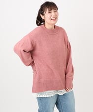 OLFAD09079 eur3(エウルキューブ) 【大きいサイズ】ラグランスリーブゆるシルエットニット ピンク(03)