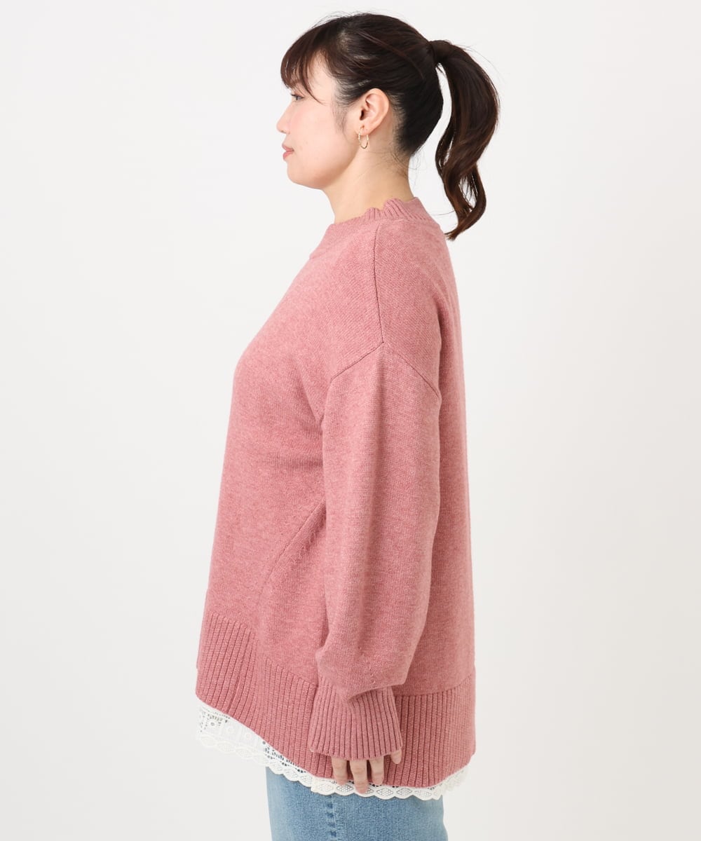 OLFAD09079 eur3(エウルキューブ) 【大きいサイズ】ラグランスリーブゆるシルエットニット ピンク(03)