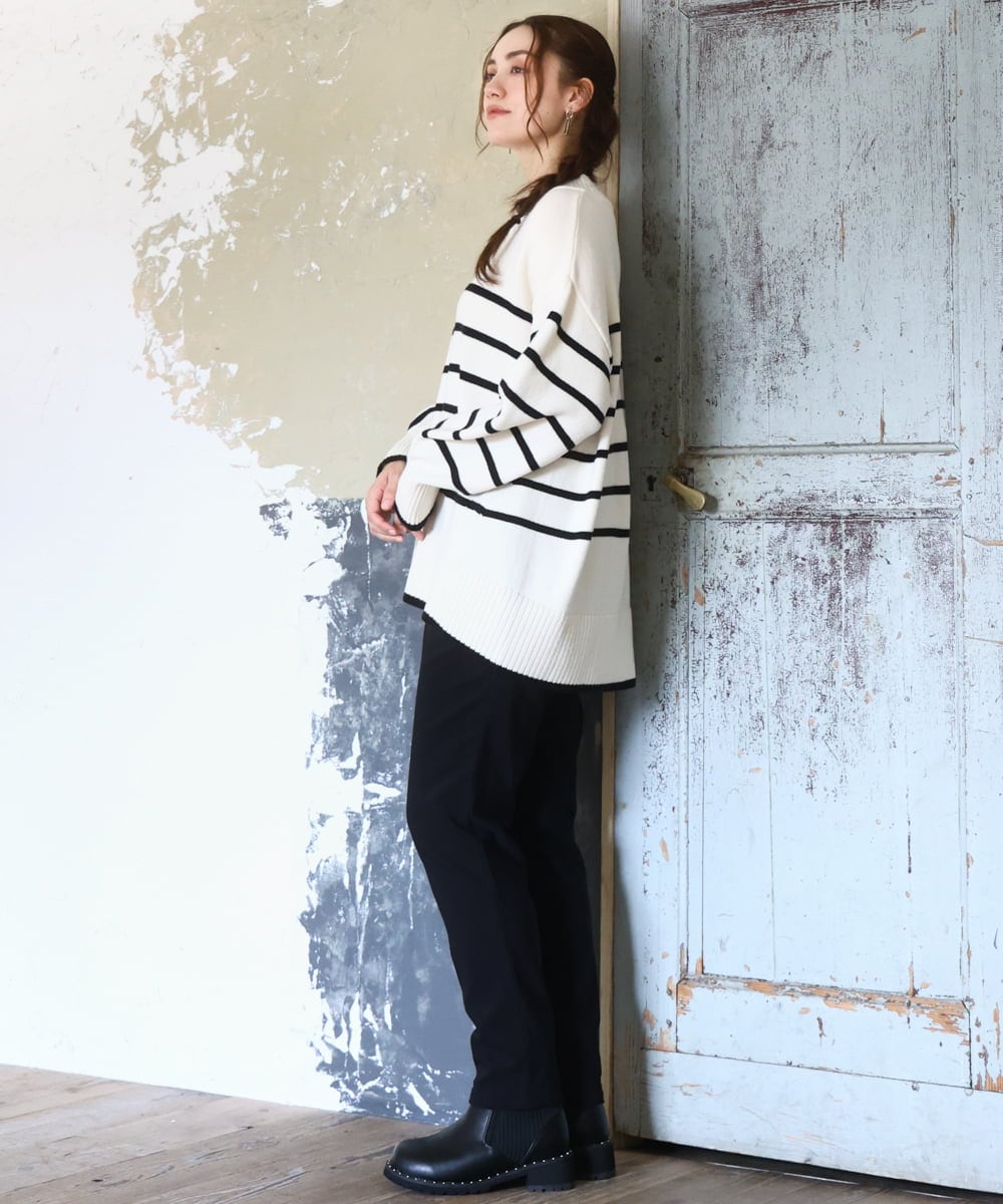 OLFAD09079 eur3(エウルキューブ) 【大きいサイズ】ラグランスリーブゆるシルエットニット アイボリー(80)