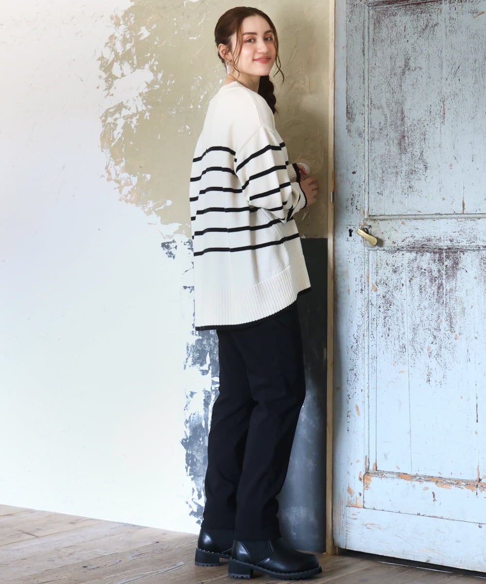 OLFAD09079 eur3(エウルキューブ) 【大きいサイズ】ラグランスリーブゆるシルエットニット アイボリー(80)