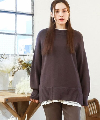 OLFAD09079 eur3 【大きいサイズ】ゆるシルエットニット