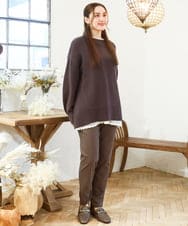 OLFAD09079 eur3(エウルキューブ) 【大きいサイズ】ラグランスリーブゆるシルエットニット ダークブラウン(87)