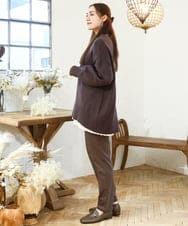 OLFAD09079 eur3(エウルキューブ) 【大きいサイズ】ラグランスリーブゆるシルエットニット ダークブラウン(87)