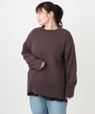 OLFAD09079 eur3(エウルキューブ) 【大きいサイズ】ラグランスリーブゆるシルエットニット ダークブラウン(87)