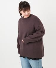 OLFAD09079 eur3(エウルキューブ) 【大きいサイズ】ラグランスリーブゆるシルエットニット ダークブラウン(87)