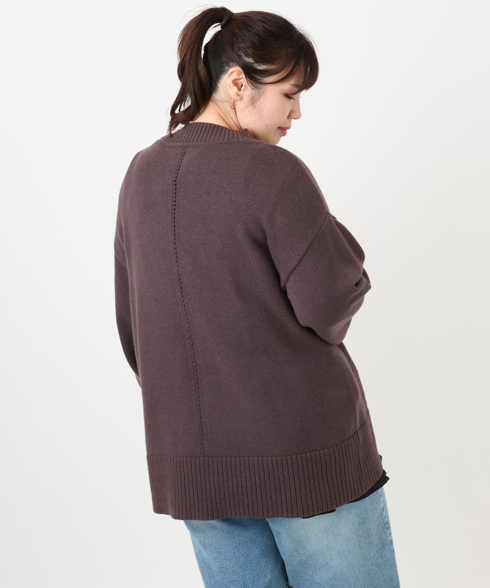 OLFAD09079 eur3(エウルキューブ) 【大きいサイズ】ラグランスリーブゆるシルエットニット ダークブラウン(87)