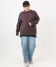 OLFAD09079 eur3(エウルキューブ) 【大きいサイズ】ラグランスリーブゆるシルエットニット ダークブラウン(87)
