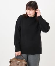 OLFAD09079 eur3(エウルキューブ) 【大きいサイズ】ラグランスリーブゆるシルエットニット ブラック(94)