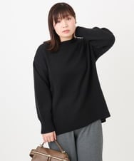 OLFAD09079 eur3(エウルキューブ) 【大きいサイズ】ラグランスリーブゆるシルエットニット ブラック(94)