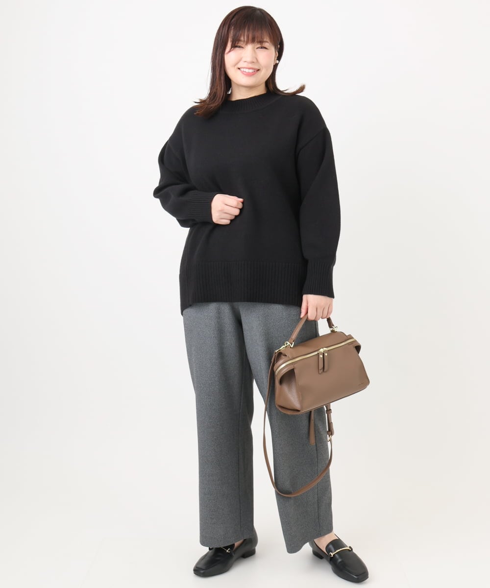 OLFAD09079 eur3(エウルキューブ) 【大きいサイズ】ラグランスリーブゆるシルエットニット ブラック(94)