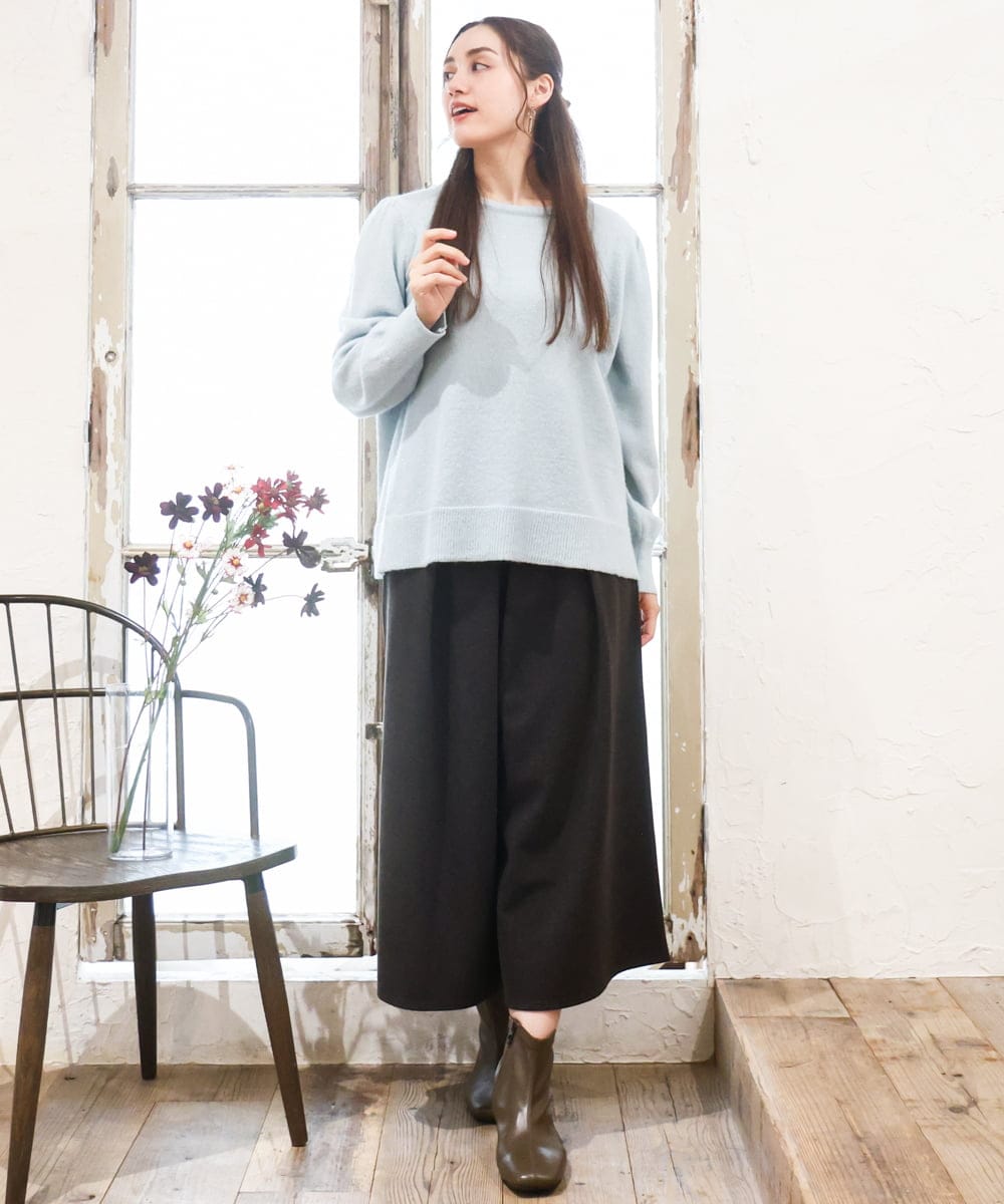 OLFAD11069 eur3(エウルキューブ) 【WEB先行販売】【大きいサイズ/a.v.v×eur3】ラメスパンコールニット ライトブルー(50)