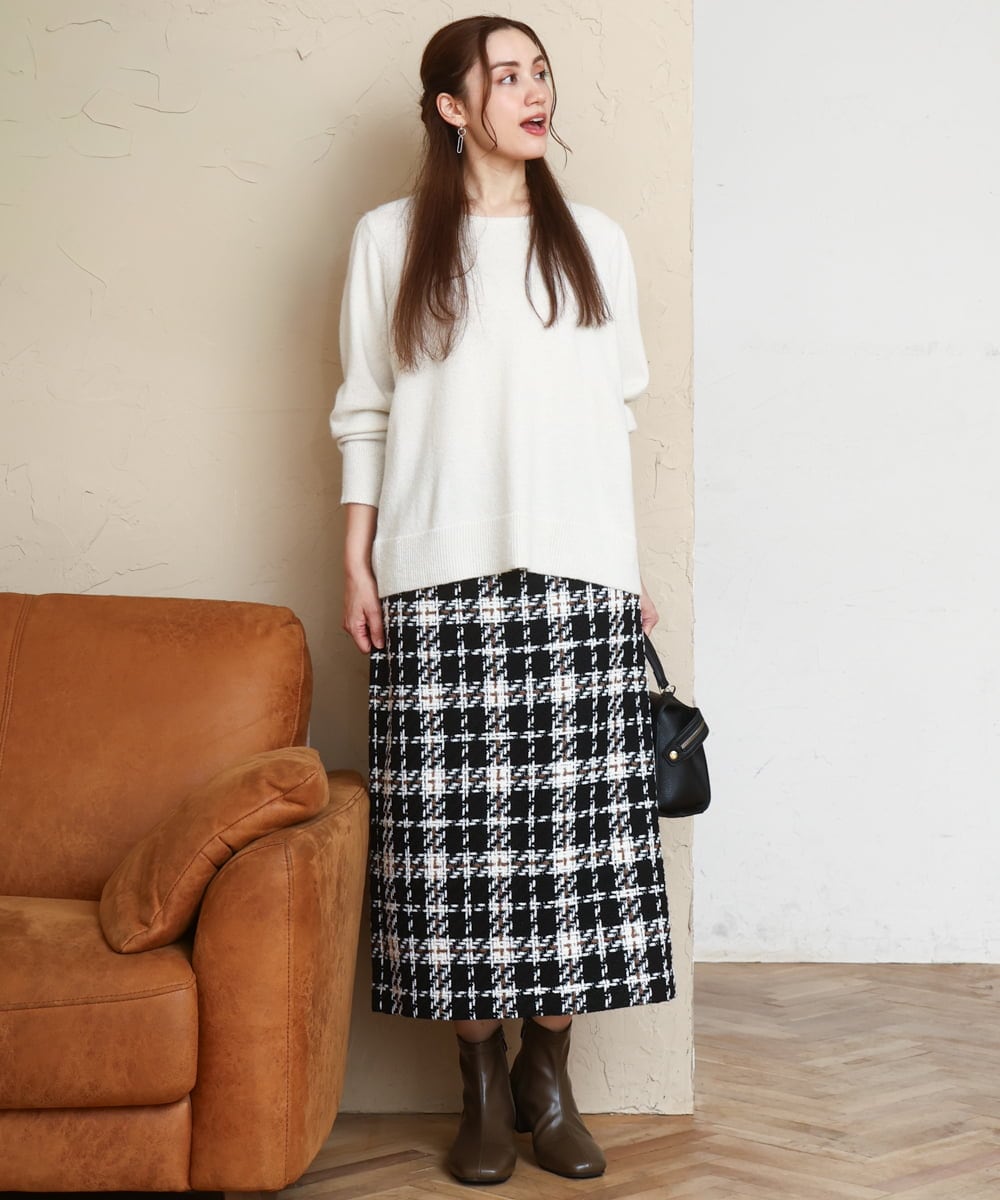 OLFAD11069 eur3(エウルキューブ) 【WEB先行販売】【大きいサイズ/a.v.v×eur3】ラメスパンコールニット アイボリー(80)