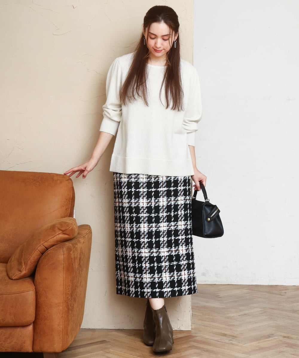 OLFAD11069 eur3(エウルキューブ) 【WEB先行販売】【大きいサイズ/a.v.v×eur3】ラメスパンコールニット アイボリー(80)