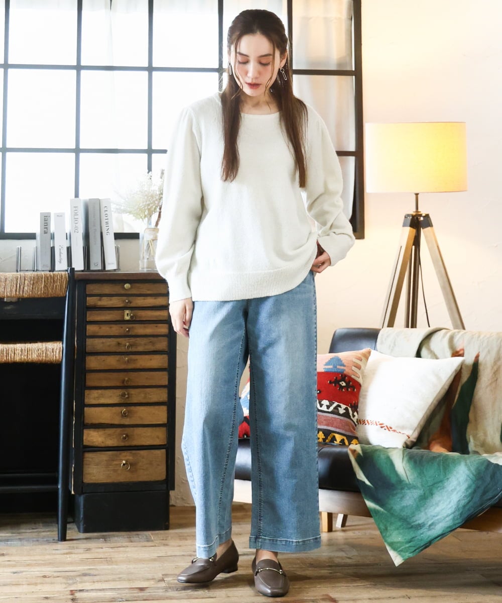 OLFAD11069 eur3(エウルキューブ) 【WEB先行販売】【大きいサイズ/a.v.v×eur3】ラメスパンコールニット アイボリー(80)