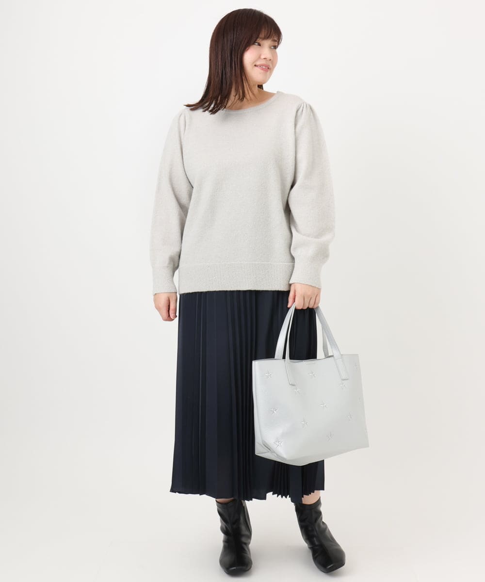 OLFAD11069 eur3(エウルキューブ) 【WEB先行販売】【大きいサイズ/a.v.v×eur3】ラメスパンコールニット グレー(92)