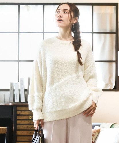 OLFAD12089 eur3 【WEB先行販売】【大きいサイズ/a.v.v×eur3】ブークレーシャギーニット