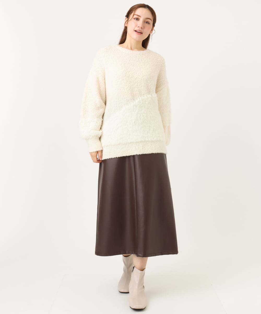 OLFAD12089 eur3(エウルキューブ) 【大きいサイズ/a.v.v×eur3】ブークレーシャギーニット アイボリー(80)
