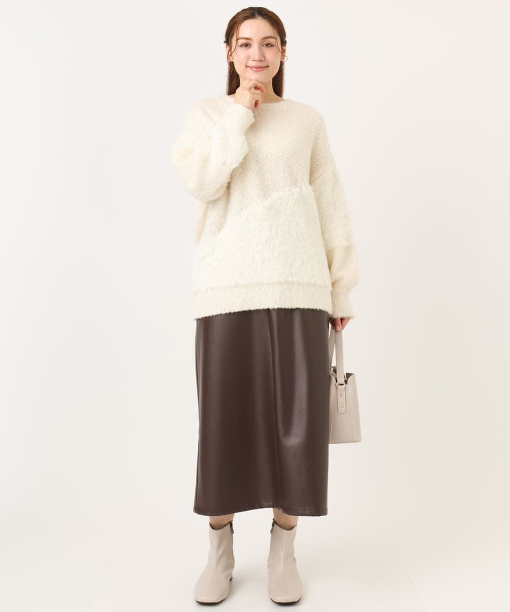 OLFAD12089 eur3(エウルキューブ) 【大きいサイズ/a.v.v×eur3】ブークレーシャギーニット アイボリー(80)