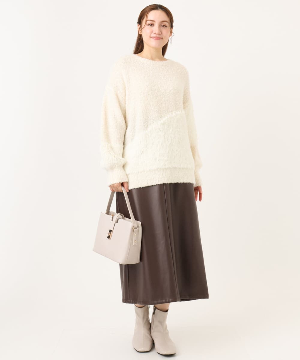 OLFAD12089 eur3(エウルキューブ) 【大きいサイズ/a.v.v×eur3】ブークレーシャギーニット アイボリー(80)