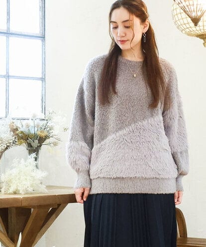 OLFAD12089 eur3 【WEB先行販売】【大きいサイズ/a.v.v×eur3】ブークレーシャギーニット