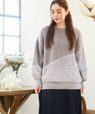 OLFAD12089 eur3(エウルキューブ) 【WEB先行販売】【大きいサイズ/a.v.v×eur3】ブークレーシャギーニット グレー(92)