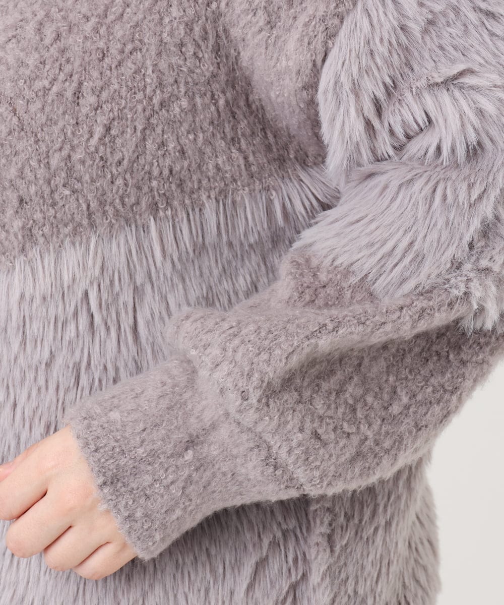 OLFAD12089 eur3(エウルキューブ) 【WEB先行販売】【大きいサイズ/a.v.v×eur3】ブークレーシャギーニット グレー(92)