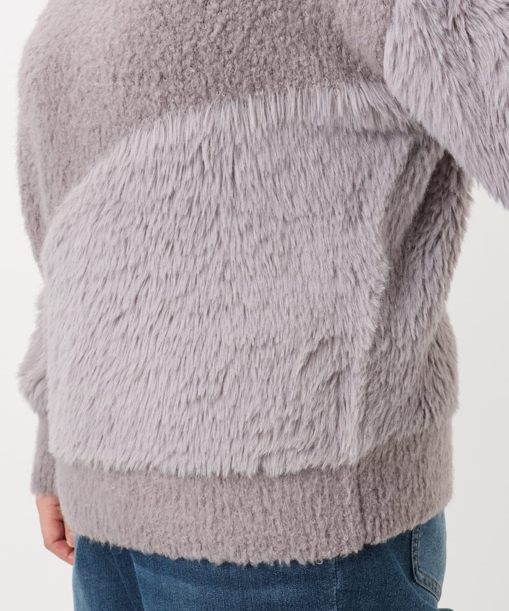 OLFAD12089 eur3(エウルキューブ) 【WEB先行販売】【大きいサイズ/a.v.v×eur3】ブークレーシャギーニット グレー(92)