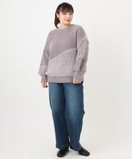 OLFAD12089 eur3(エウルキューブ) 【WEB先行販売】【大きいサイズ/a.v.v×eur3】ブークレーシャギーニット グレー(92)