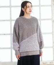 OLFAD12089 eur3(エウルキューブ) 【WEB先行販売】【大きいサイズ/a.v.v×eur3】ブークレーシャギーニット グレー(92)