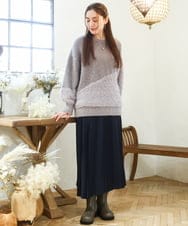 OLFAD12089 eur3(エウルキューブ) 【WEB先行販売】【大きいサイズ/a.v.v×eur3】ブークレーシャギーニット グレー(92)