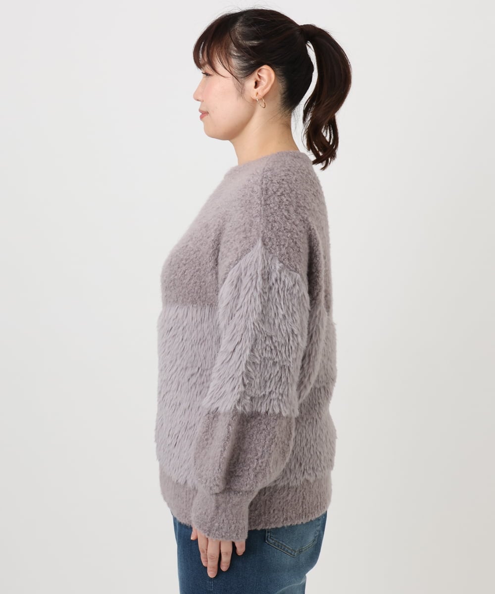 OLFAD12089 eur3(エウルキューブ) 【WEB先行販売】【大きいサイズ/a.v.v×eur3】ブークレーシャギーニット グレー(92)