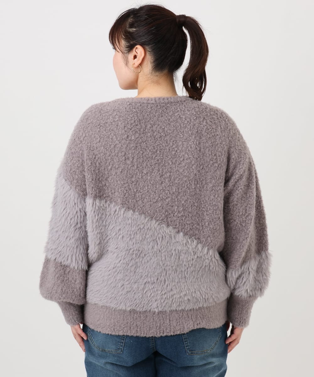 OLFAD12089 eur3(エウルキューブ) 【WEB先行販売】【大きいサイズ/a.v.v×eur3】ブークレーシャギーニット グレー(92)