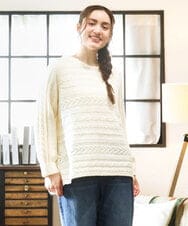 OLFAD14089 eur3(エウルキューブ) 【WEB先行販売】【大きいサイズ】ケーブルニット アイボリー(80)