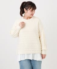 OLFAD14089 eur3(エウルキューブ) 【WEB先行販売】【大きいサイズ】ケーブルニット アイボリー(80)