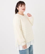 OLFAD14089 eur3(エウルキューブ) 【WEB先行販売】【大きいサイズ】ケーブルニット アイボリー(80)