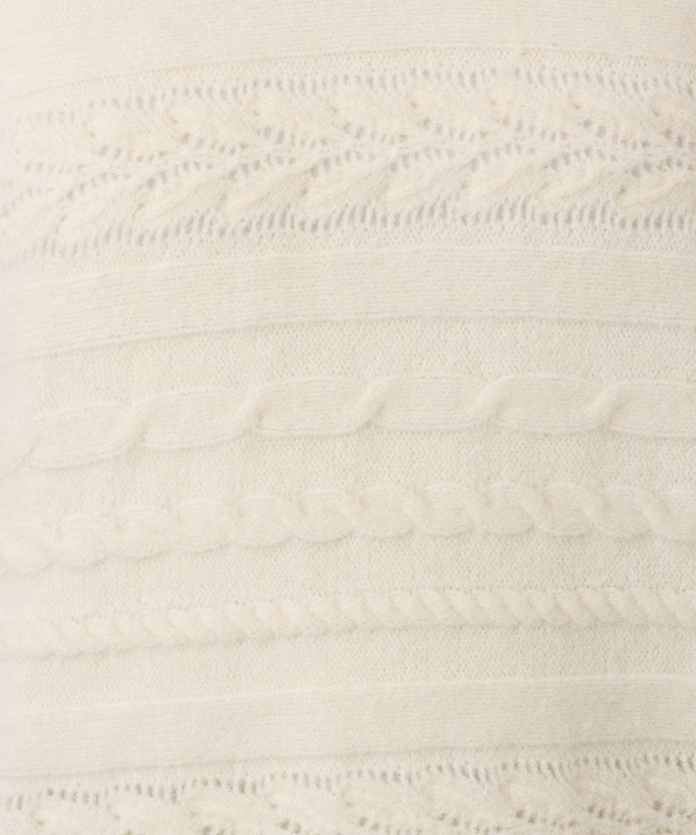 OLFAD14089 eur3(エウルキューブ) 【WEB先行販売】【大きいサイズ】ケーブルニット アイボリー(80)