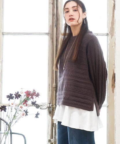 OLFAD14089 eur3 【WEB先行販売】【大きいサイズ】ケーブルニット