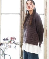 OLFAD14089 eur3(エウルキューブ) 【WEB先行販売】【大きいサイズ】ケーブルニット ダークブラウン(87)