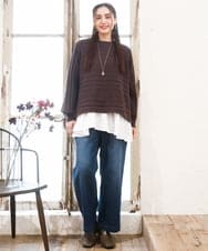 OLFAD14089 eur3(エウルキューブ) 【WEB先行販売】【大きいサイズ】ケーブルニット ダークブラウン(87)