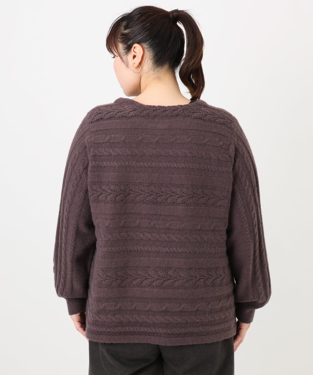 OLFAD14089 eur3(エウルキューブ) 【WEB先行販売】【大きいサイズ】ケーブルニット ダークブラウン(87)