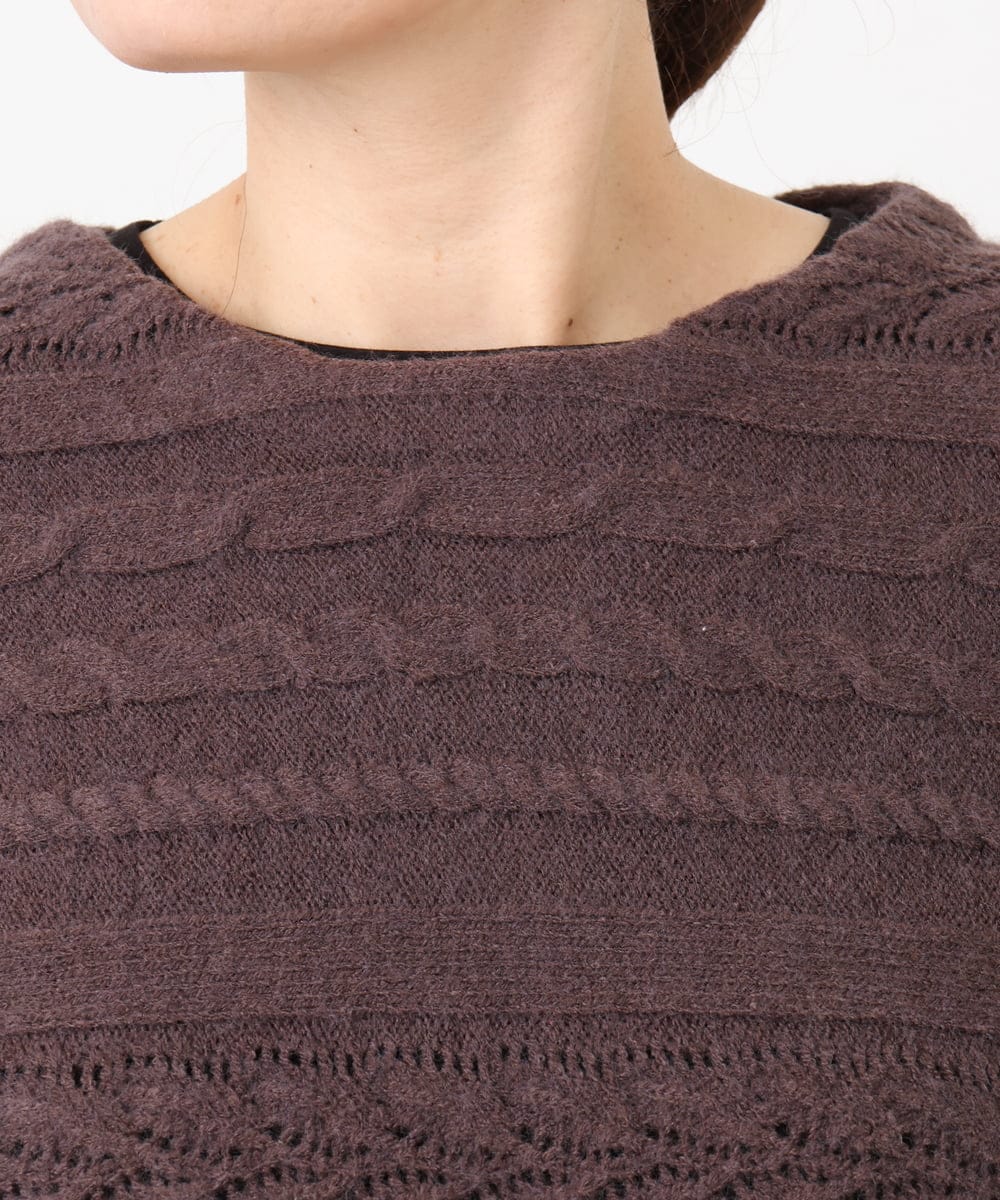 OLFAD14089 eur3(エウルキューブ) 【WEB先行販売】【大きいサイズ】ケーブルニット ダークブラウン(87)