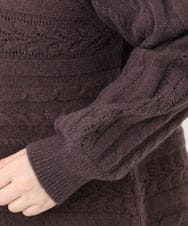 OLFAD14089 eur3(エウルキューブ) 【WEB先行販売】【大きいサイズ】ケーブルニット ダークブラウン(87)