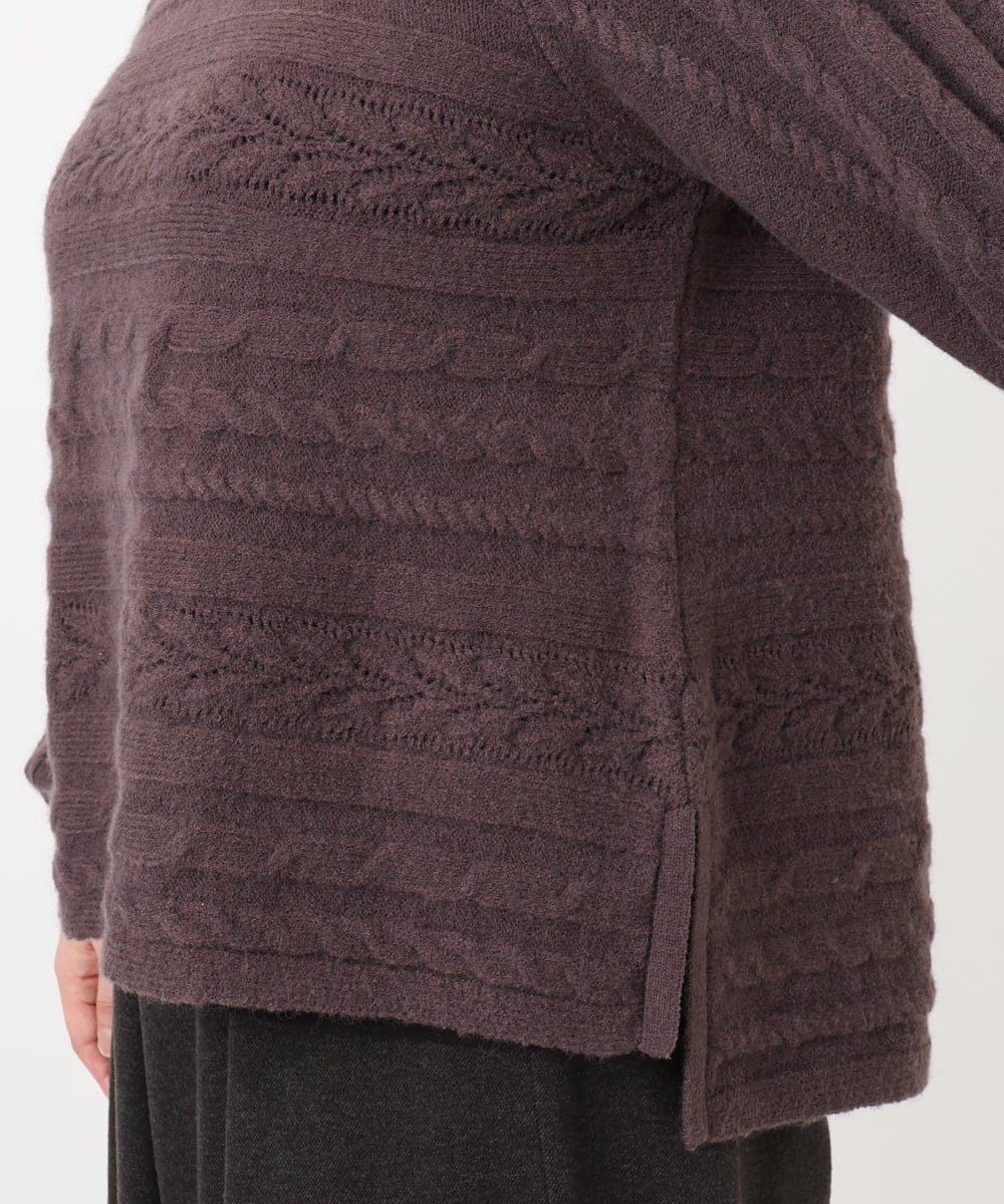 OLFAD14089 eur3(エウルキューブ) 【WEB先行販売】【大きいサイズ】ケーブルニット ダークブラウン(87)