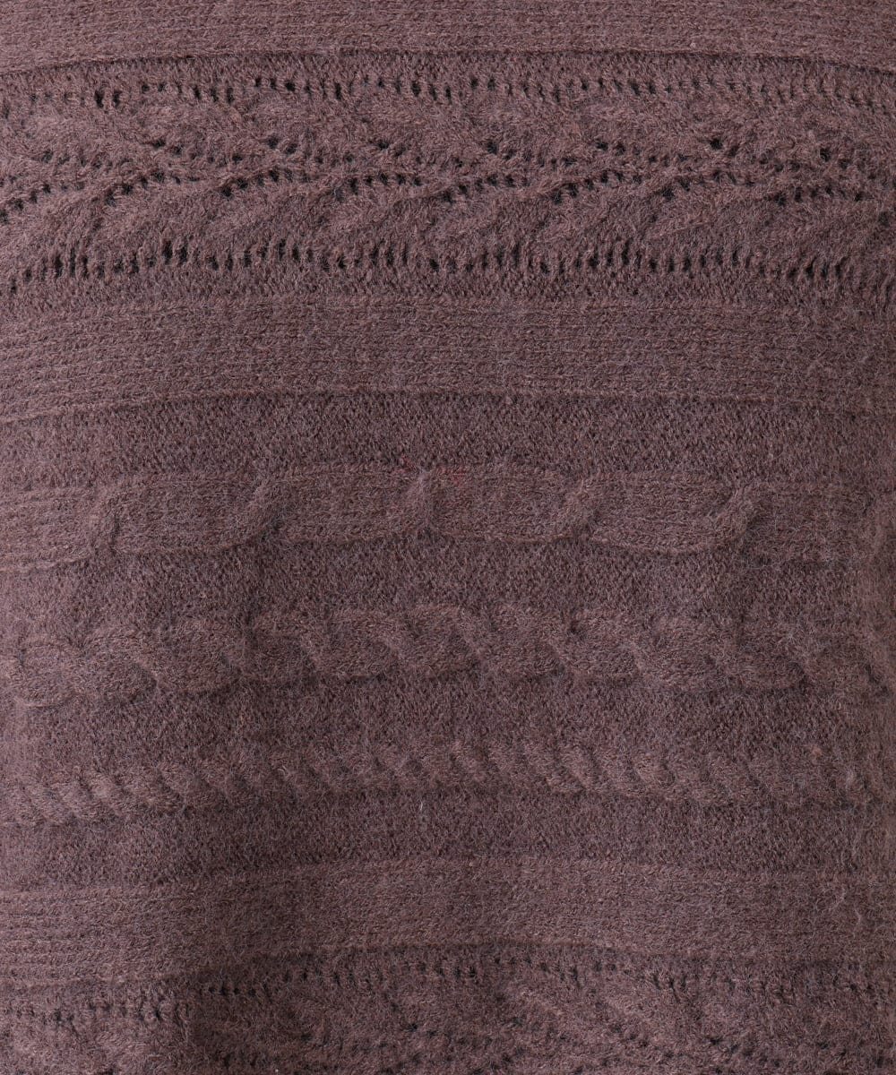 OLFAD14089 eur3(エウルキューブ) 【WEB先行販売】【大きいサイズ】ケーブルニット ダークブラウン(87)