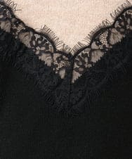 OLFAD21109 eur3(エウルキューブ) 【WEB先行販売】【大きいサイズ/LAVEANGE×eur3】レースバイカラーニット ベージュ(82)