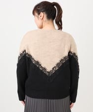 OLFAD21109 eur3(エウルキューブ) 【WEB先行販売】【大きいサイズ/LAVEANGE×eur3】レースバイカラーニット ベージュ(82)